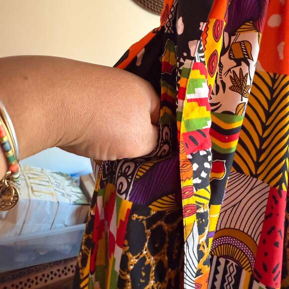 Vibrant African Print Culottes, Patchwork Kente & Dashiki Style, Sz Xl-1x - Picture 5 of 9